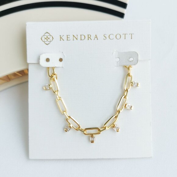 Kendra Scott Lindy Gold White CZ Crystal Chain Necklace - Picture 1 of 4